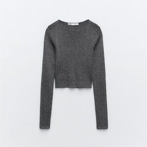 Zara Gray Long Sleeve Top
